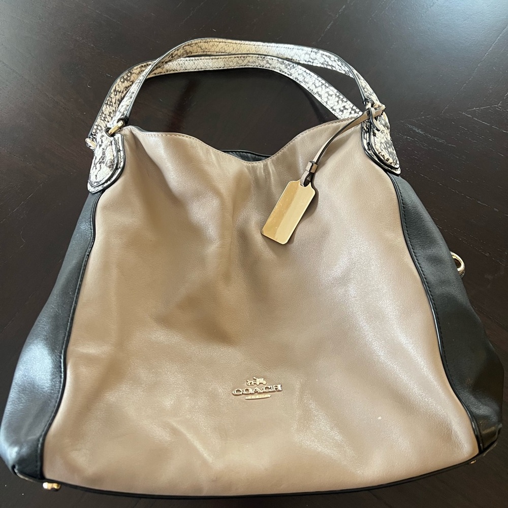 Coach Beige and Black Shoulder Bag